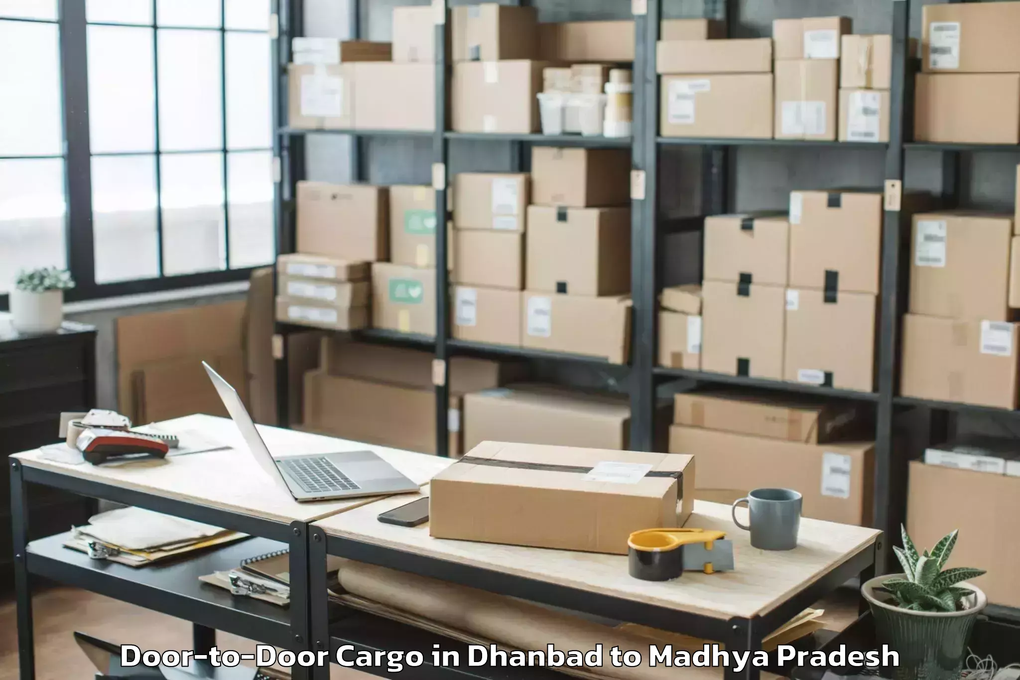 Top Dhanbad to Sanwer Door To Door Cargo Available